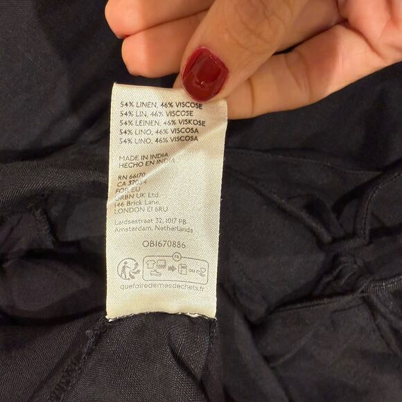 Free People Emma Jumpsuit Women’s Size L Black Linen Blend Woven Revolve Shopbop - Picture 10 of 16